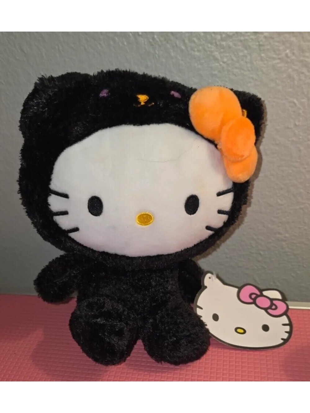 SANRIO HELLO KITTY HALLOWEEN BLACK CAT COSTUME PLUSH ORANGE BOW FIESTA NWT